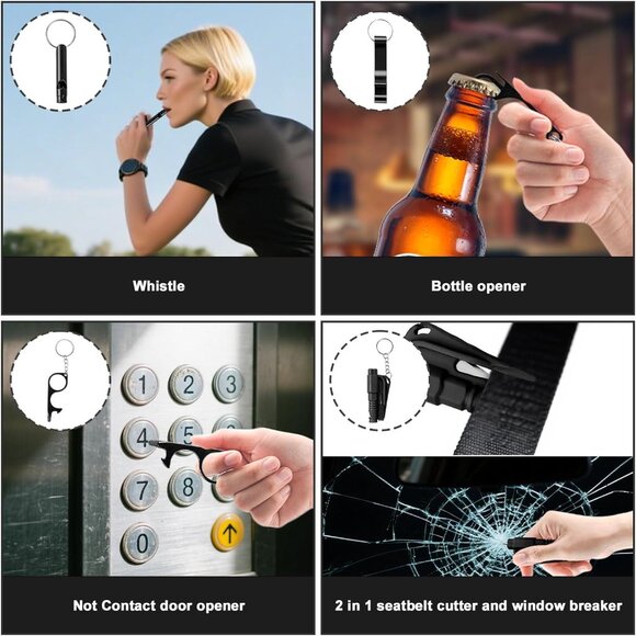 Safety Keychain Set with Alarm, Whistle, & Window Breaker for Women - Picture 6 of 7